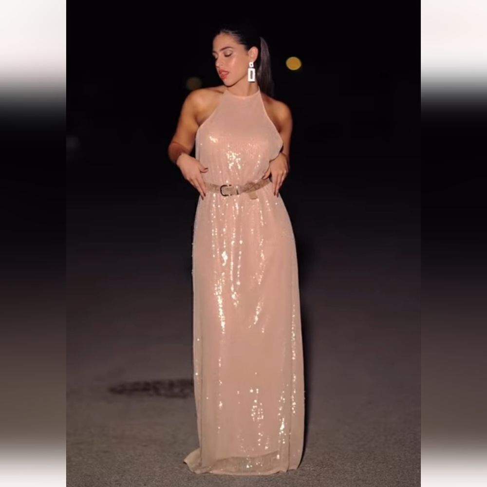 ZARA SEQUIN HALTER DRESS